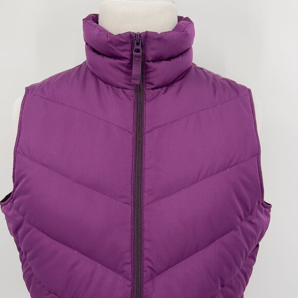 Lands' End Women's Purple Puffer Vest Size L/T 14-16 Down Zipper Closure - Picture 1 of 5
